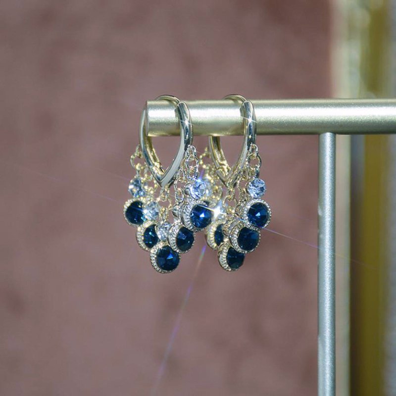 925 Silver Pin Earrings Blue Tassel Ear Clip-Jewearrings