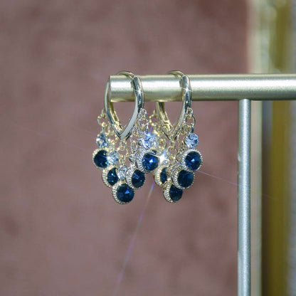 925 Silver Pin Earrings Blue Tassel Ear Clip-Jewearrings