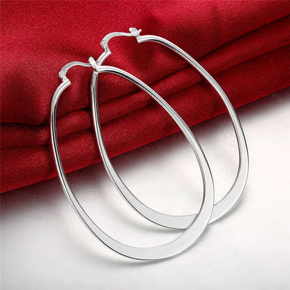 925 Silver Plated Hoop Earrings Female Big Ear Hoop-Jewearrings