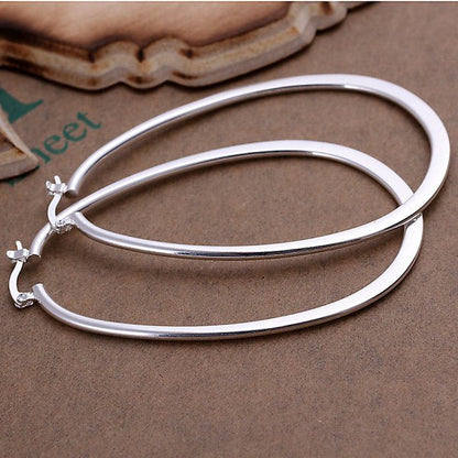 925 Silver Plated Hoop Earrings Female Big Ear Hoop-Jewearrings