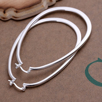 925 Silver Plated Hoop Earrings Female Big Ear Hoop-Jewearrings