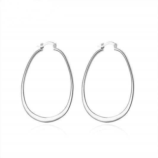 925 Silver Plated Hoop Earrings Female Big Ear Hoop-Jewearrings