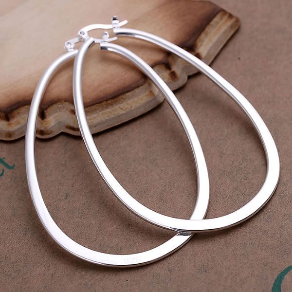 925 Silver Plated Hoop Earrings Female Big Ear Hoop-Jewearrings