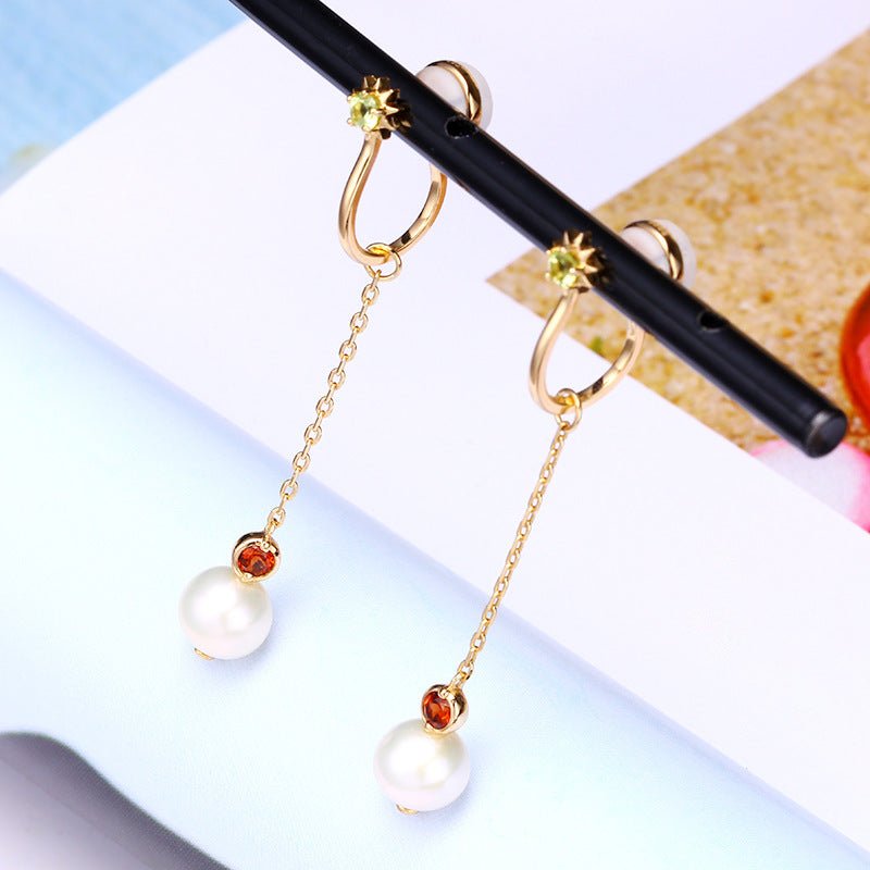 925 Silver Starlight Gem Long Tassel Earrings Earrings-Jewearrings