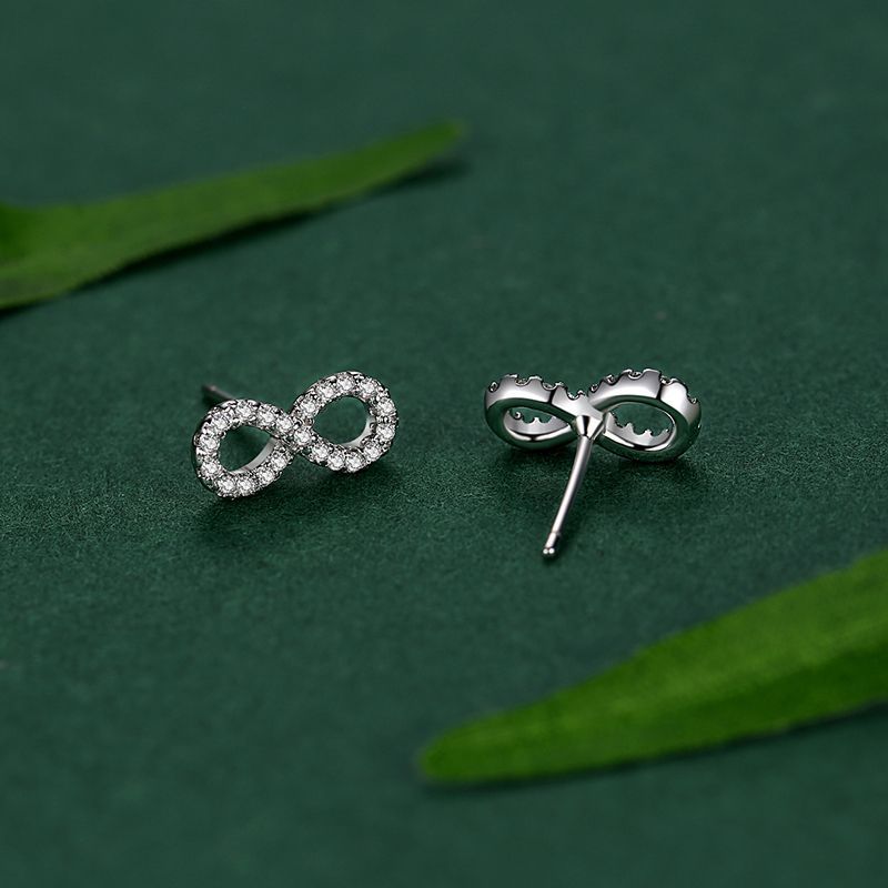 925 Sterling Silver Bow Full Diamond Stud Earrings-Jewearrings