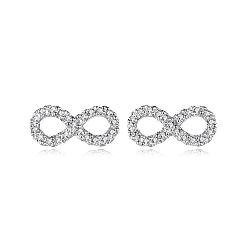 925 Sterling Silver Bow Full Diamond Stud Earrings-Jewearrings