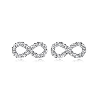 925 Sterling Silver Bow Full Diamond Stud Earrings-Jewearrings