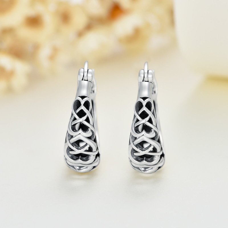 925 Sterling Silver Celtic Knot Vintage Hoop Earrings-Jewearrings