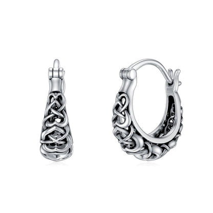 925 Sterling Silver Celtic Knot Vintage Hoop Earrings-Jewearrings