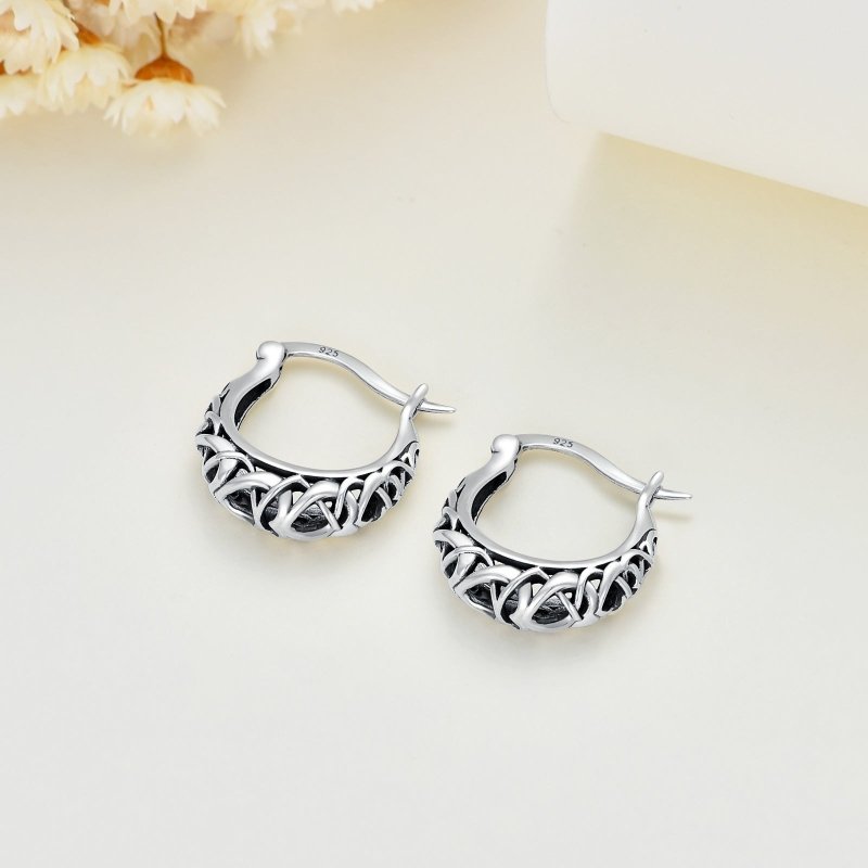 925 Sterling Silver Celtic Knot Vintage Hoop Earrings-Jewearrings