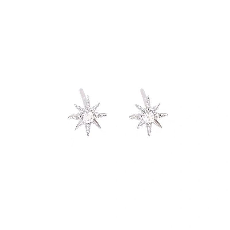 925 Sterling Silver Diamond K Gold Hexagram Stud Earrings-Jewearrings