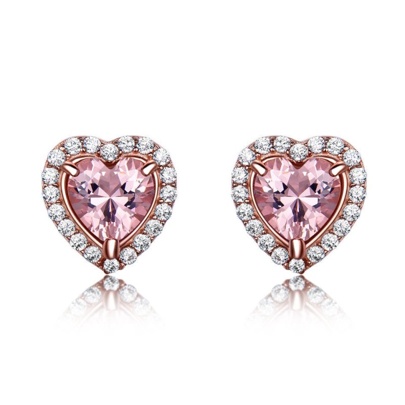 925 Sterling Silver Earrings Female Gemstone Heart-shaped Diamond Earrings-Jewearrings