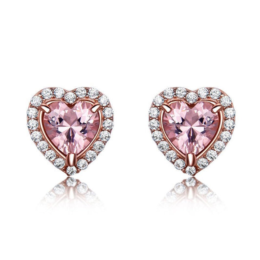 925 Sterling Silver Earrings Female Gemstone Heart-shaped Diamond Earrings-Jewearrings