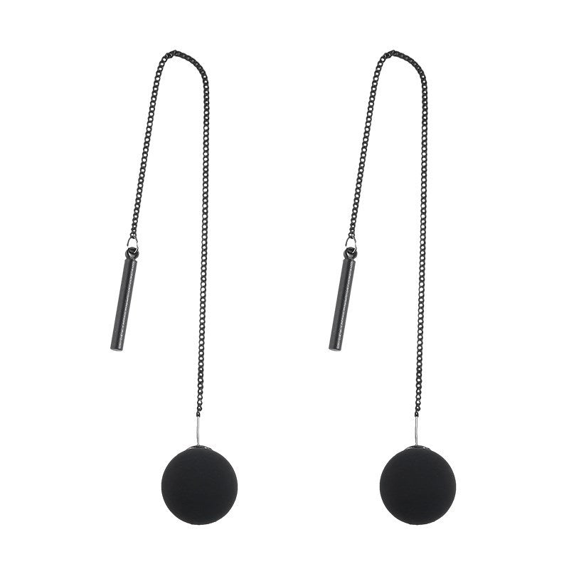 925 sterling silver earrings female long black pearl-Jewearrings