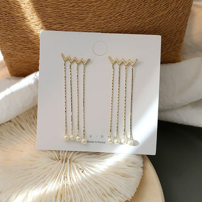 925 Sterling Silver Earrings Pearl Long Earrings-Jewearrings