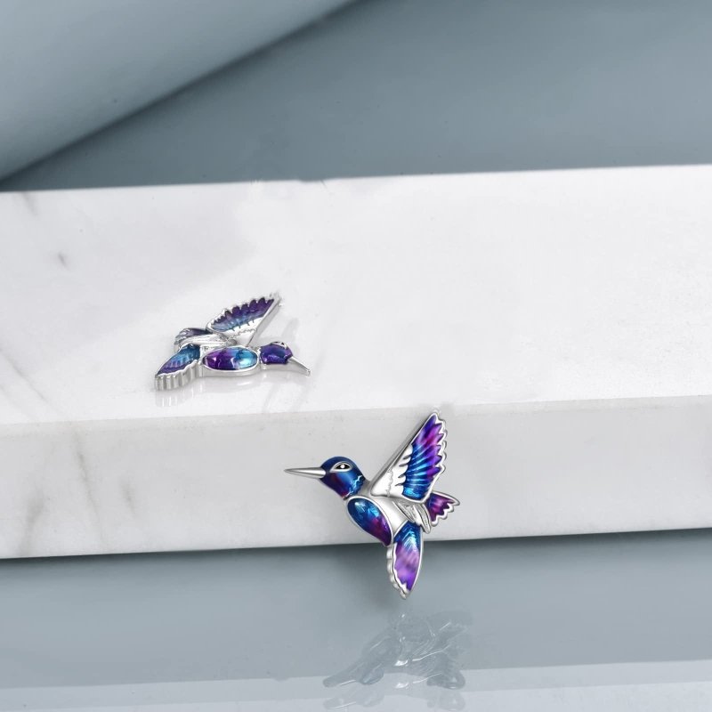 925 Sterling Silver Hummingbird Bird Stud Earrings Drop Earrings Jewelry Gift for Women-Jewearrings