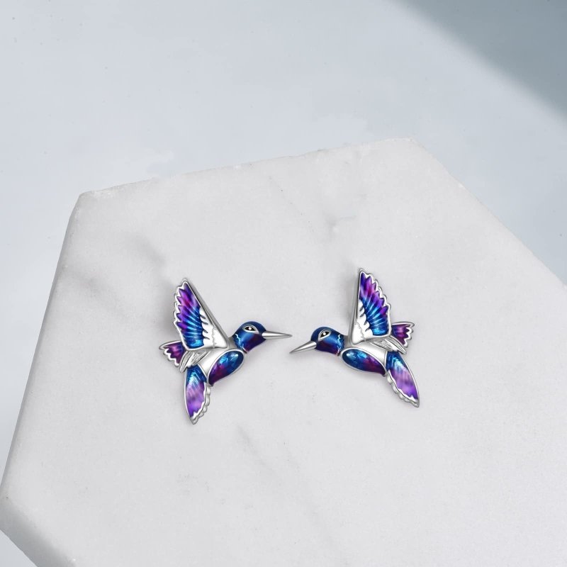 925 Sterling Silver Hummingbird Bird Stud Earrings Drop Earrings Jewelry Gift for Women-Jewearrings