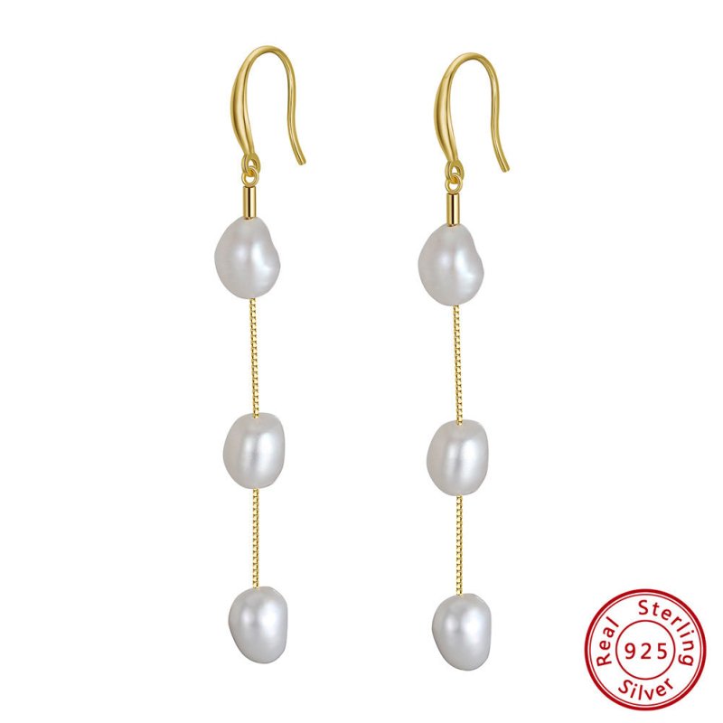 925 Sterling Silver Natural Fresh Water Pearl Earrings Baroque Handmade Earrings-Jewearrings