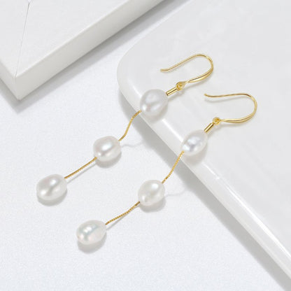 925 Sterling Silver Natural Fresh Water Pearl Earrings Baroque Handmade Earrings-Jewearrings