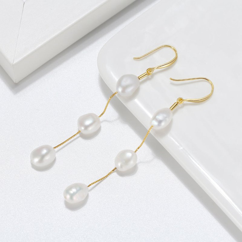 925 Sterling Silver Natural Fresh Water Pearl Earrings Baroque Handmade Earrings-Jewearrings