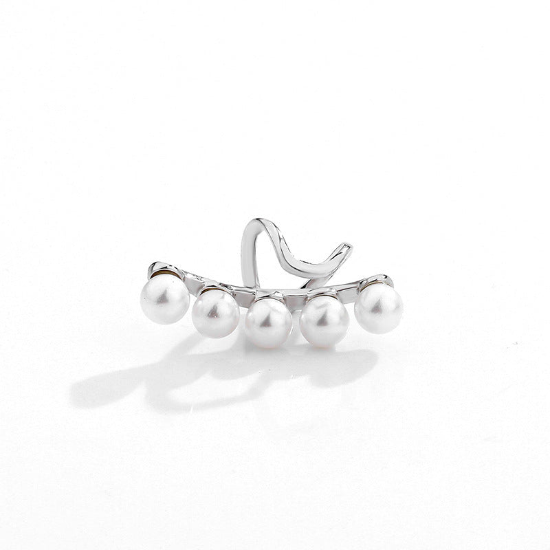 925 Sterling Silver Non-pierced Pearl Ear Bone Clip Female Stud Earrings-Jewearrings