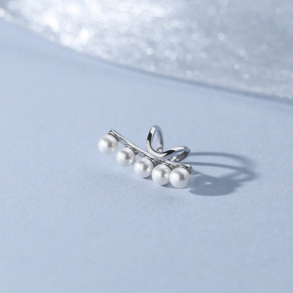 925 Sterling Silver Non-pierced Pearl Ear Bone Clip Female Stud Earrings-Jewearrings