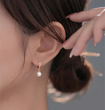 925 Sterling Silver Pearl Earrings Female Ear Clip-Jewearrings