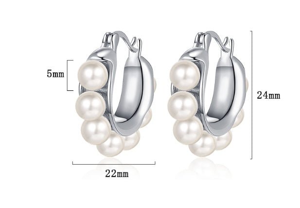 925 Sterling Silver Pearl U-shaped Ear Clip Women's Simple Sweet Lady Earrings-Jewearrings