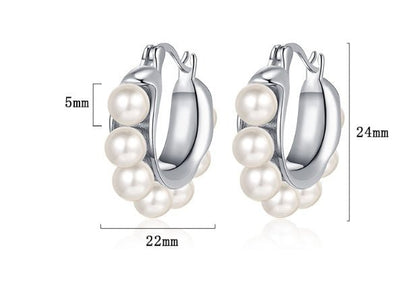 925 Sterling Silver Pearl U-shaped Ear Clip Women's Simple Sweet Lady Earrings-Jewearrings