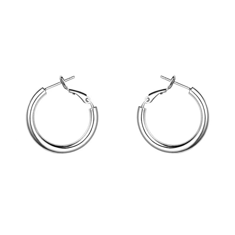 925 Sterling Silver Plain Hoop Earrings-Jewearrings