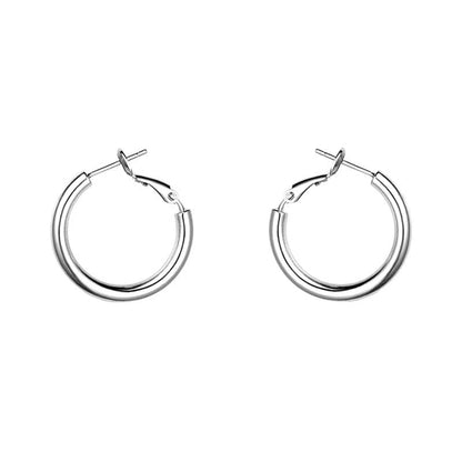 925 Sterling Silver Plain Hoop Earrings-Jewearrings