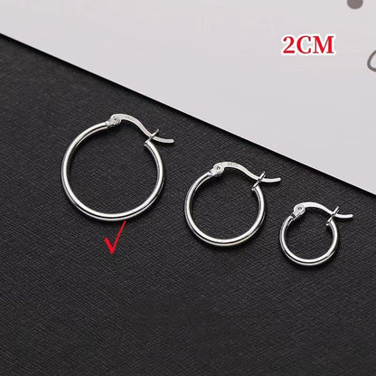 925 Sterling Silver Plain Hoop Earrings-Jewearrings