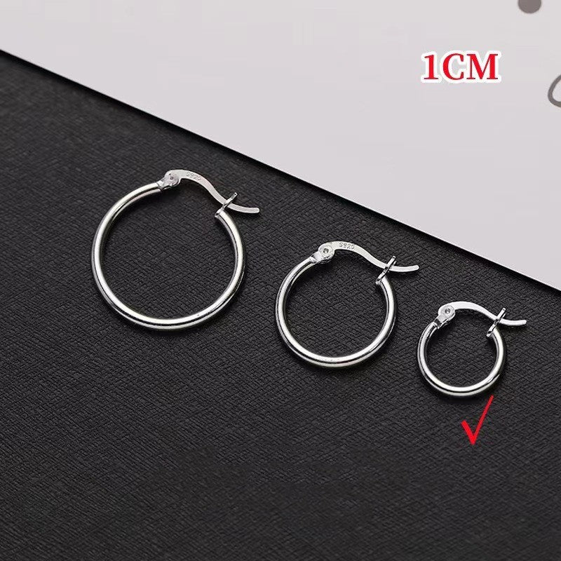 925 Sterling Silver Plain Hoop Earrings-Jewearrings