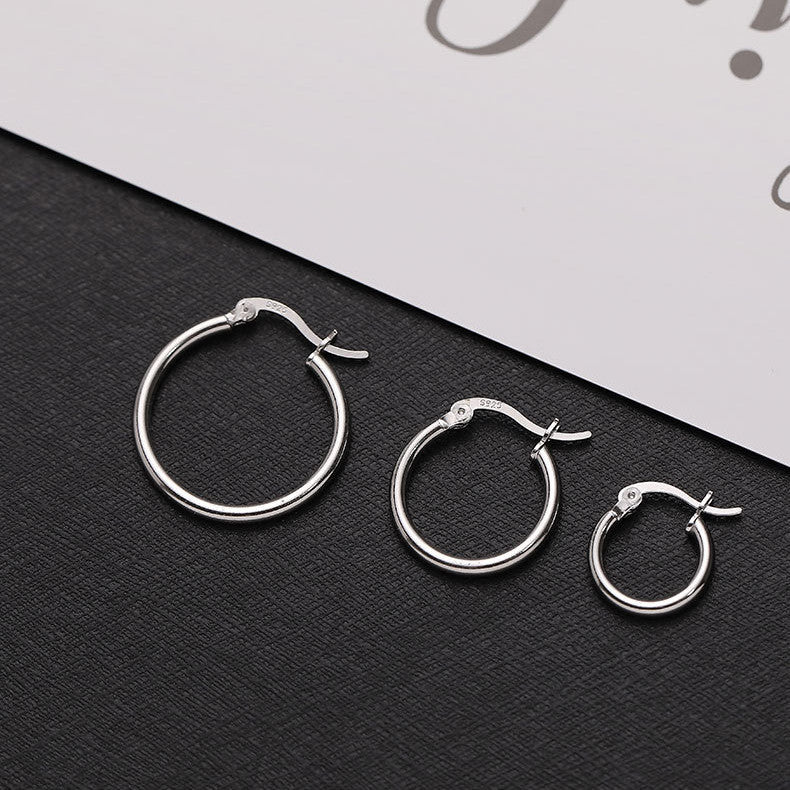 925 Sterling Silver Plain Hoop Earrings-Jewearrings