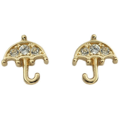 925 Sterling Silver Plated 14K Gold Ear-ring Clip Suitable For Rainy Days Small Umbrella Earrings Cute-Jewearrings