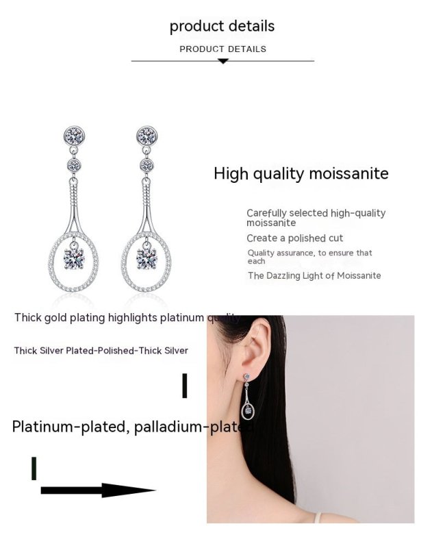 925 Sterling Silver Plated Moissanite Long Tassel Earrings-Jewearrings