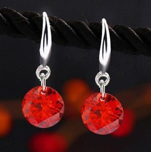 925 Sterling Silver Simple Long Zircon Crystal Female Earrings-Jewearrings