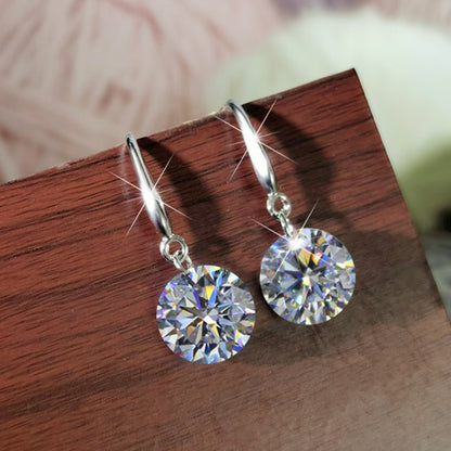 925 Sterling Silver Simple Long Zircon Crystal Female Earrings-Jewearrings