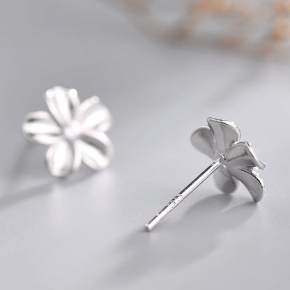 925 Sterling Silver Stud Earrings For Women Dignified Flowers Diamond-Jewearrings