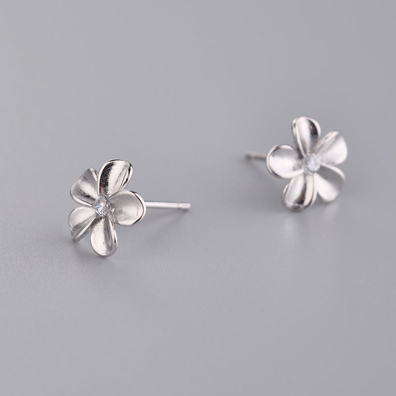 925 Sterling Silver Stud Earrings For Women Dignified Flowers Diamond-Jewearrings