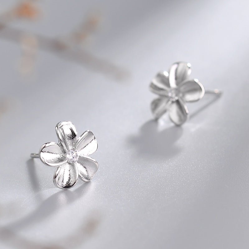 925 Sterling Silver Stud Earrings For Women Dignified Flowers Diamond-Jewearrings