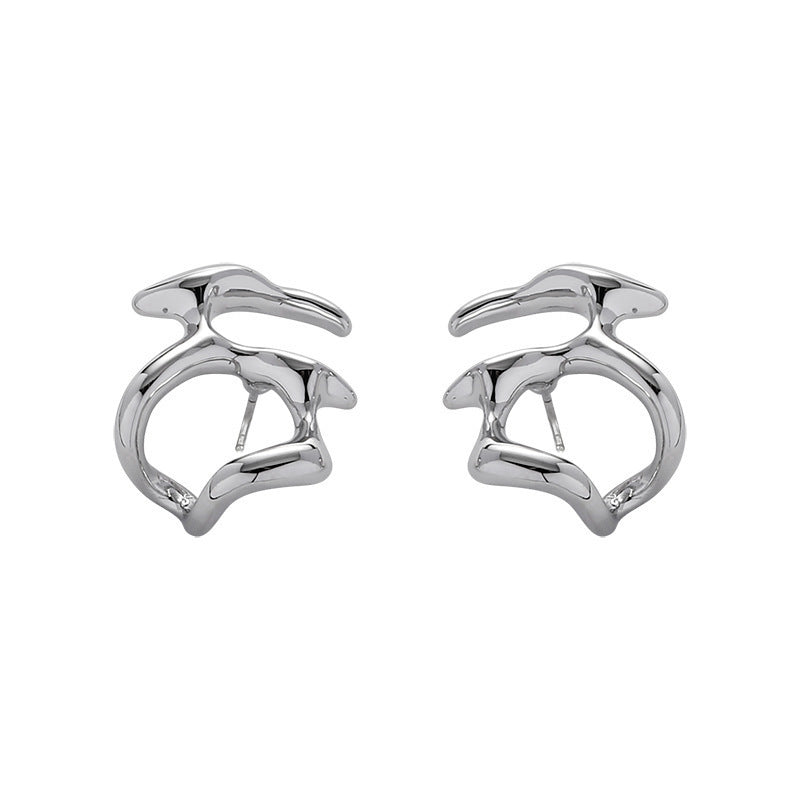 Internet Celebrity Irregular Liquid Stud Earrings For Women Simple-Jewearrings