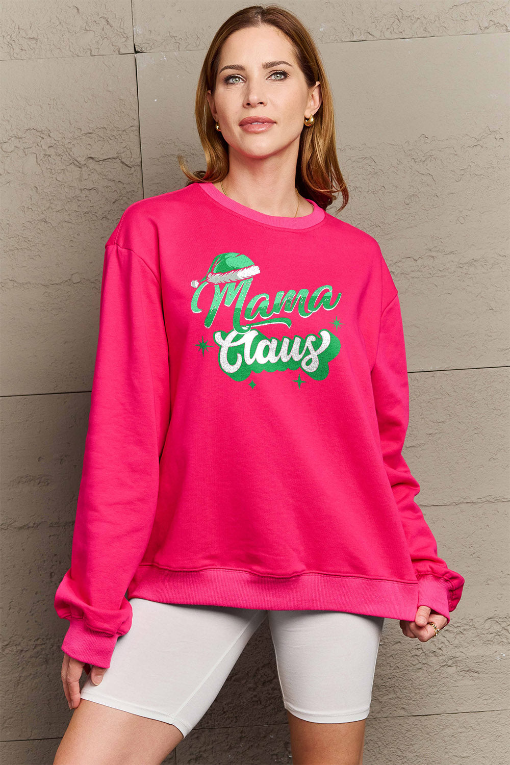 Simply Love Full Size MAMA CLAUS Round Neck Sweatshirt-Jewearrings