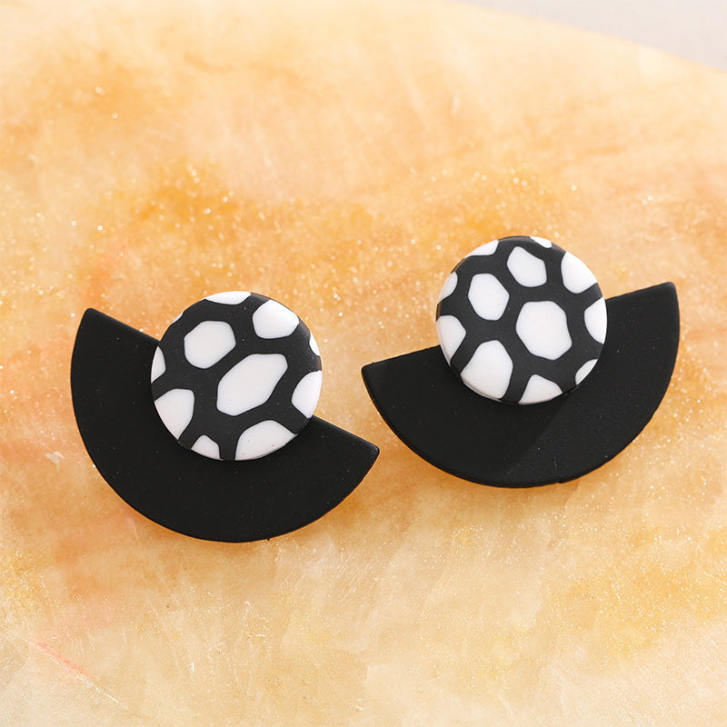 Marble Simple European And American Geometric Stud Earrings Irregular Soft Pottery-Jewearrings