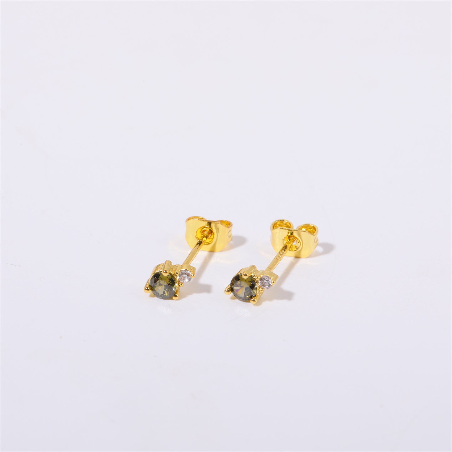 Titanium Steel Electroplated Genuine Gold December Birthstone Zircon Earrings-Jewearrings