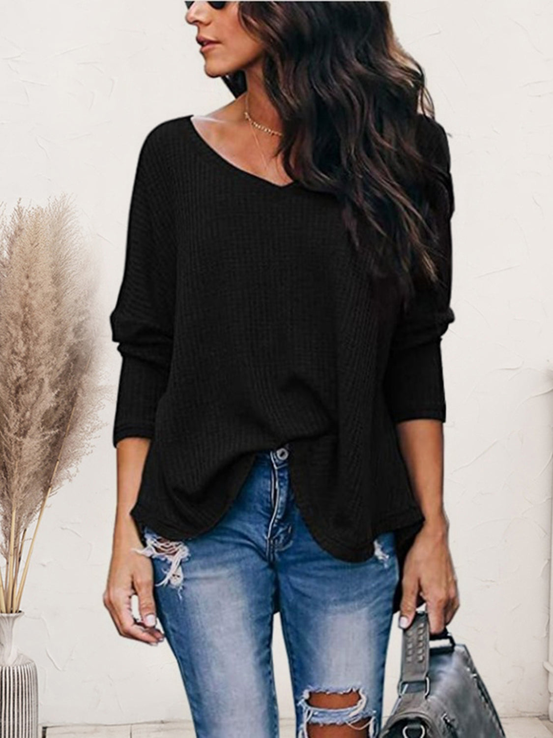 V-Neck Long Sleeve T-Shirt-Jewearrings