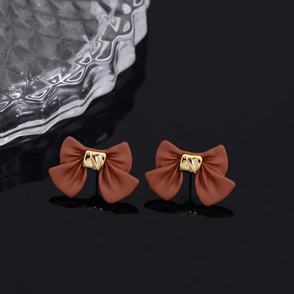 Fashion Trend Earrings Simple Personality Metal Texture Earrings Bow-Jewearrings