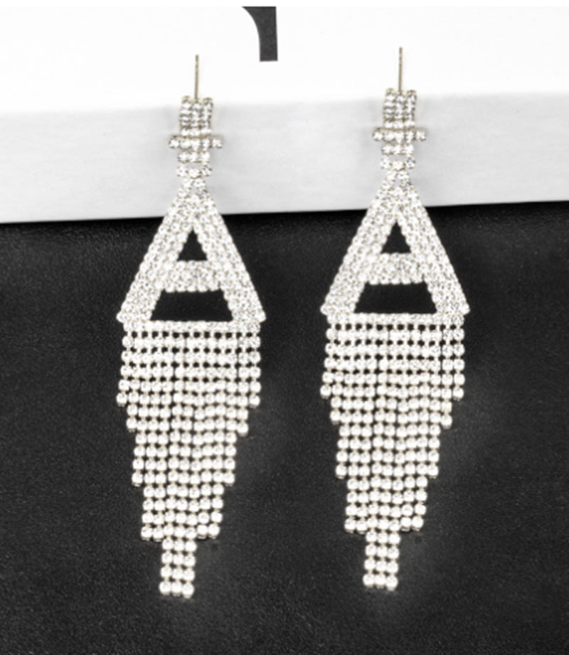 Fashion Jewelry 925 Silver Needle Ornaments Rhinestone Letter B Earrings Banquet Tassel Ear Ornaments Female-Jewearrings