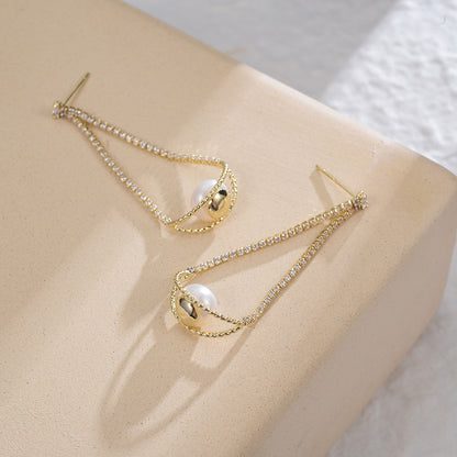 Temperament Female Gentle And Thin Natural Pearl Earrings-Jewearrings