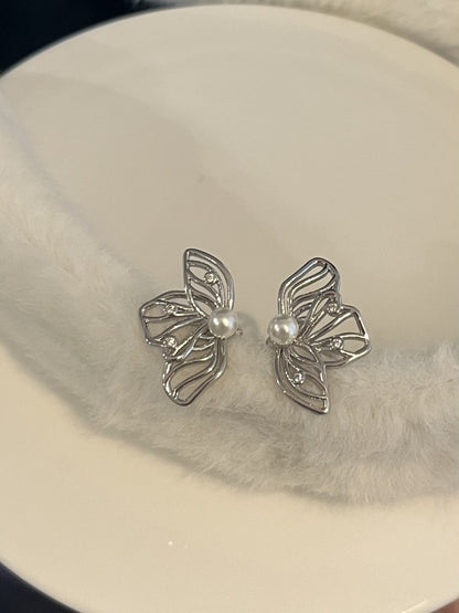 New Chinese Butterfly Pearl Ear Bone Clip Style Niche Earrings-Jewearrings